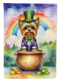 Yorkshire Terrier St Patrick's Day House Flag 28x40 Porch Sleeve Pole Decorative Outside Yard Banner Artwork Wall Hanging, Polyester