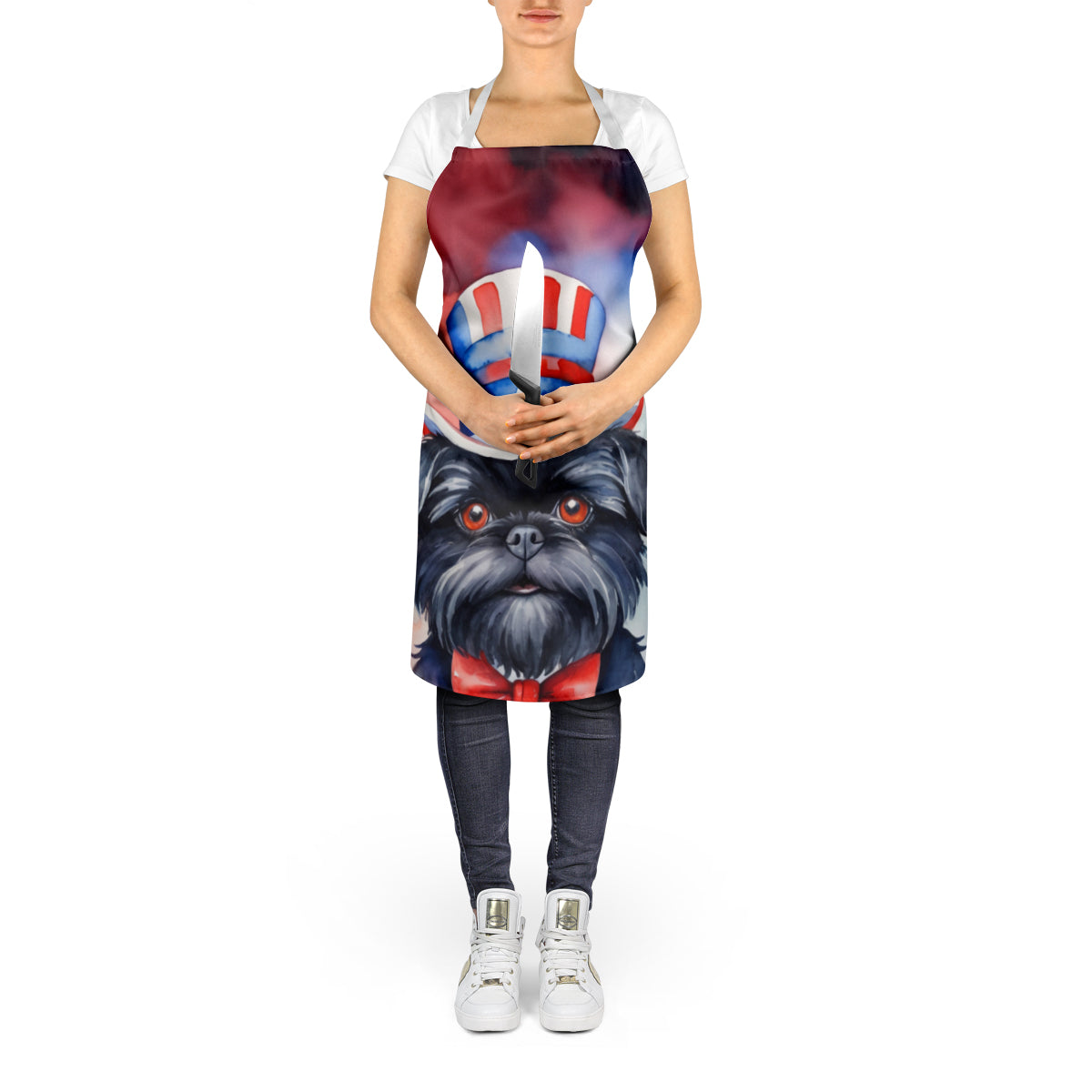 Affenpinscher Patriotic American Apron Cooking Kitchen Server Baking Crafts Gardening for Adult Women Men, Unisex, Large, Multicolor