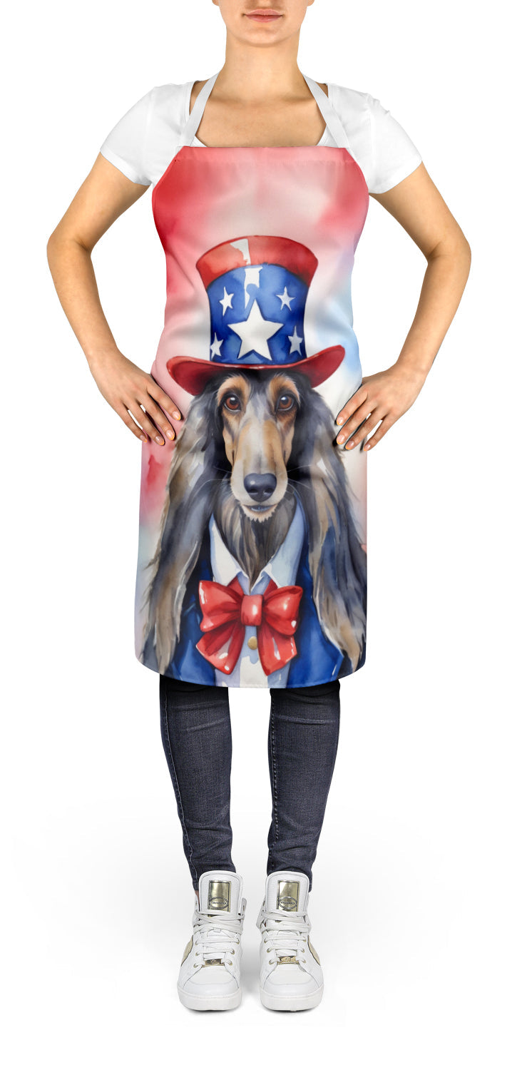 Afghan Hound Patriotic American Apron Cooking Kitchen Server Baking Crafts Gardening for Adult Women Men, Unisex, Large, Multicolor