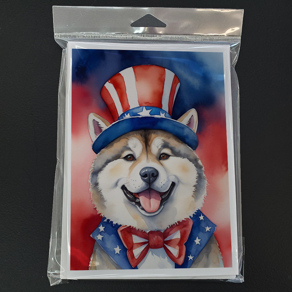 Akita Patriotic American Greeting Cards Pack of 8 Blank Cards with Envelopes Whimsical A7 Size 5x7
