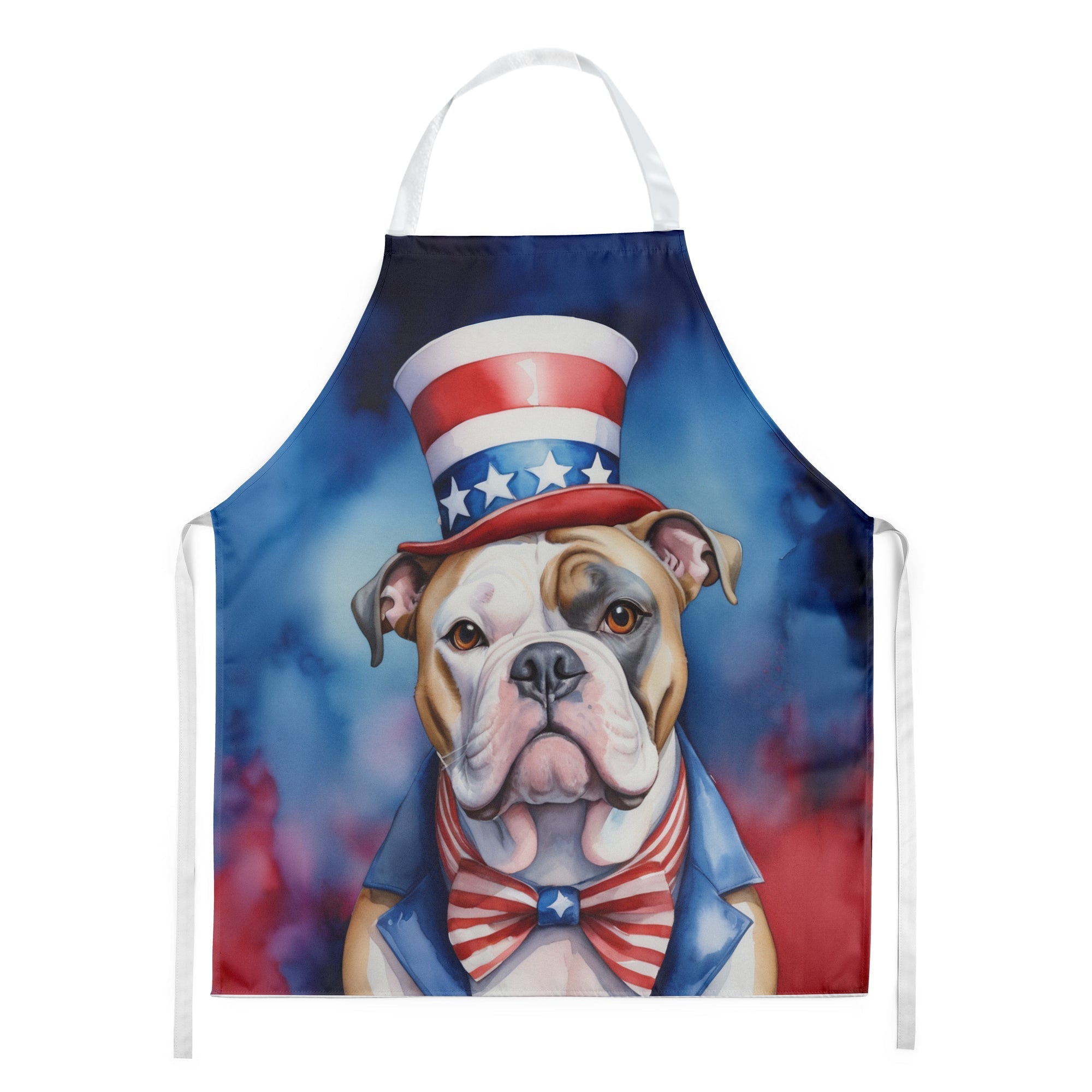 American Bulldog Patriotic American Apron Cooking Kitchen Server Baking Crafts Gardening for Adult Women Men, Unisex, Large, Multicolor