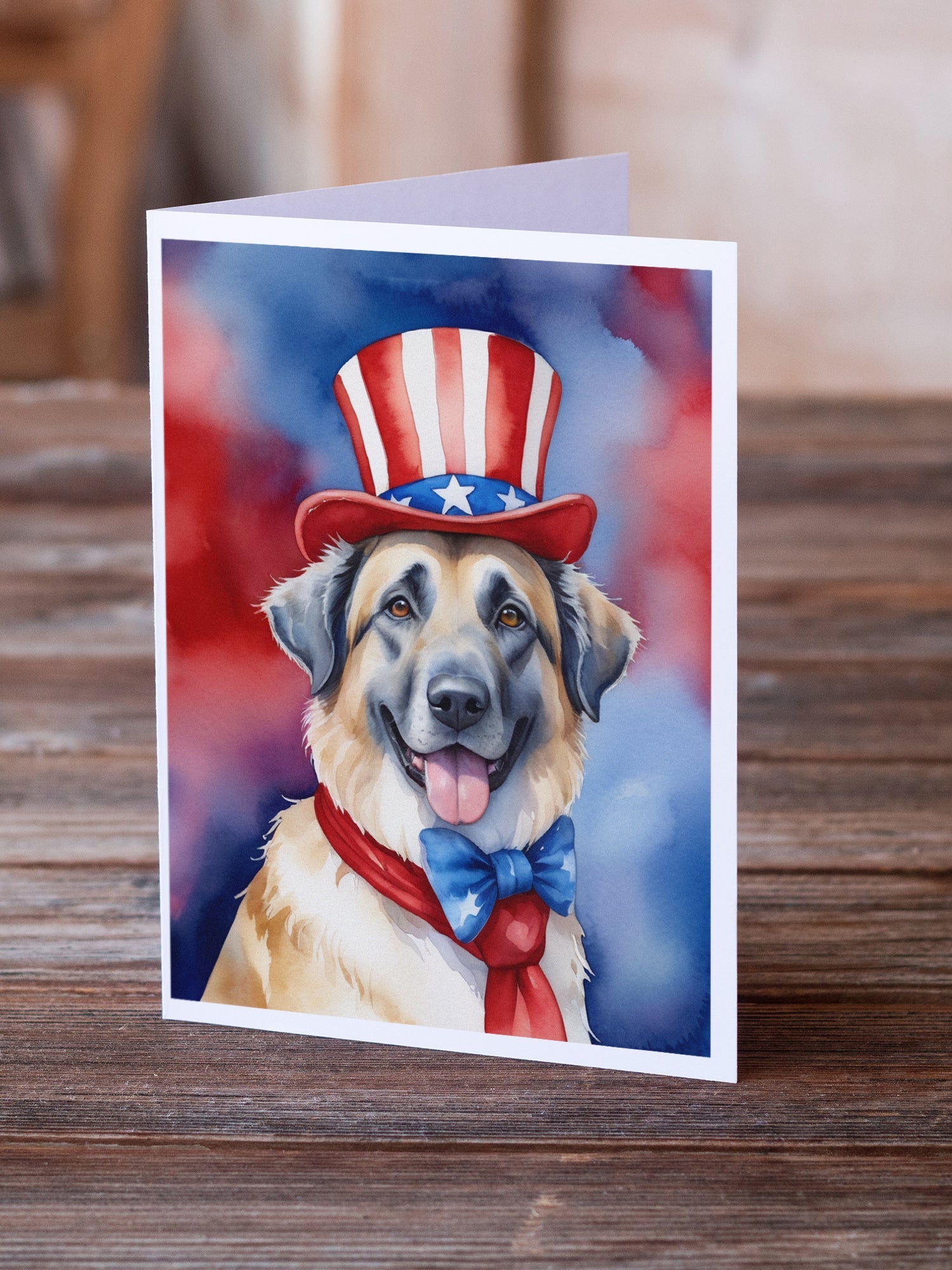 Anatolian Shepherd Patriotic American Greeting Cards Pack of 8 Blank Cards with Envelopes Whimsical A7 Size 5x7