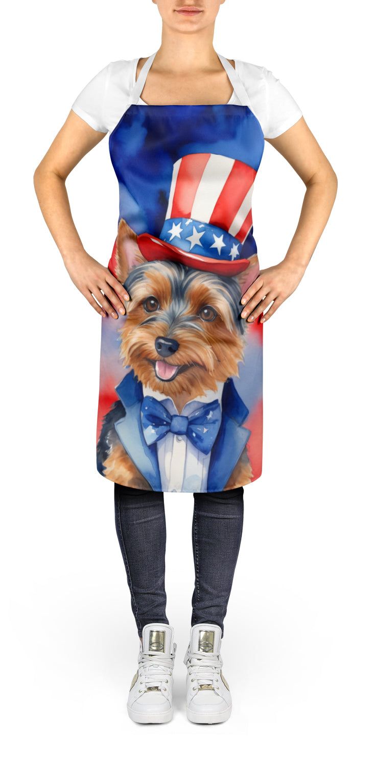 Australian Terrier Patriotic American Apron Cooking Kitchen Server Baking Crafts Gardening for Adult Women Men, Unisex, Large, Multicolor