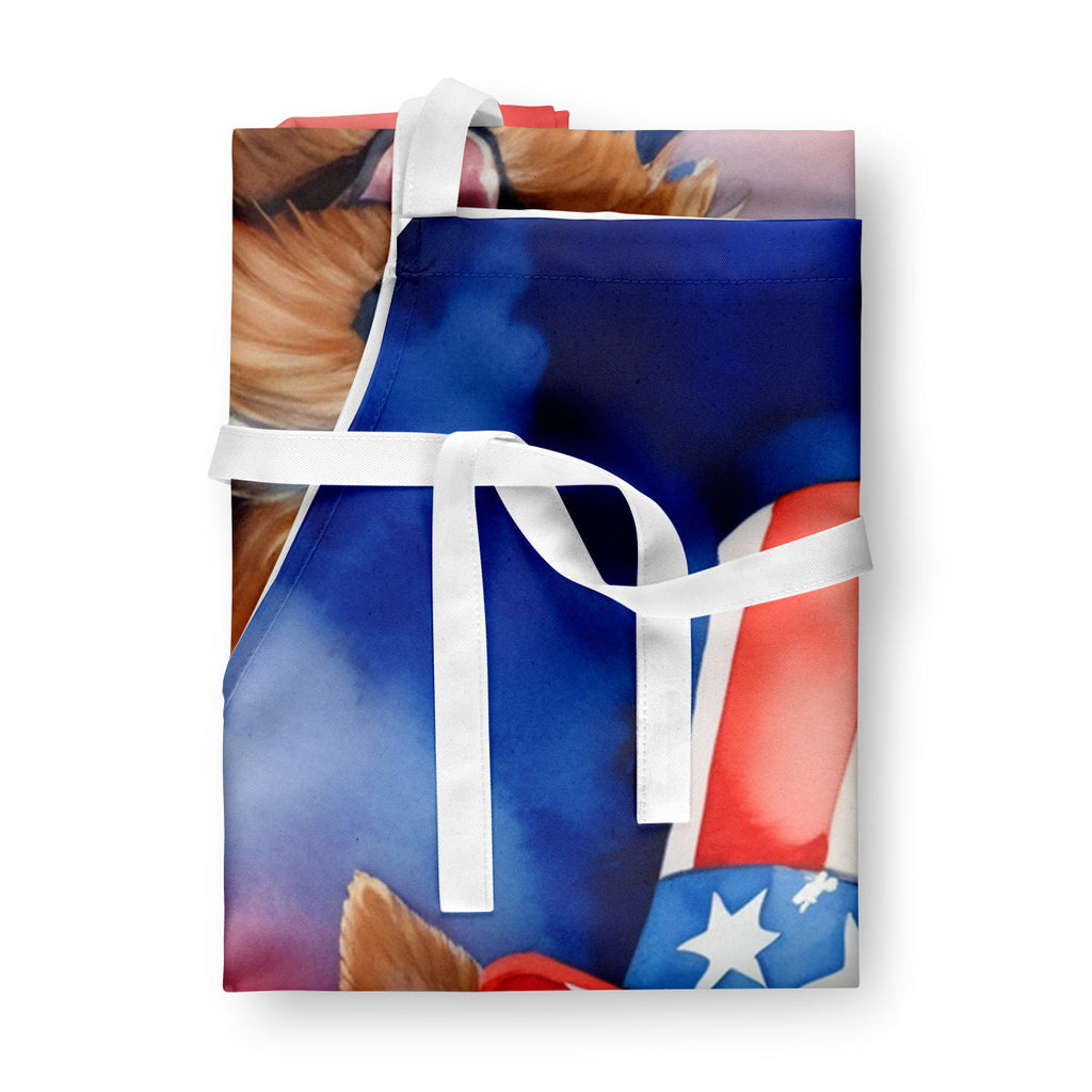 Australian Terrier Patriotic American Apron Cooking Kitchen Server Baking Crafts Gardening for Adult Women Men, Unisex, Large, Multicolor