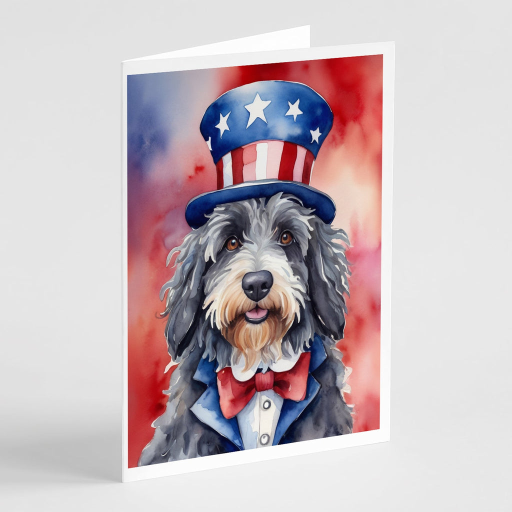 Bergamasco Sheepdog Patriotic American Greeting Cards Pack of 8 Blank Cards with Envelopes Whimsical A7 Size 5x7
