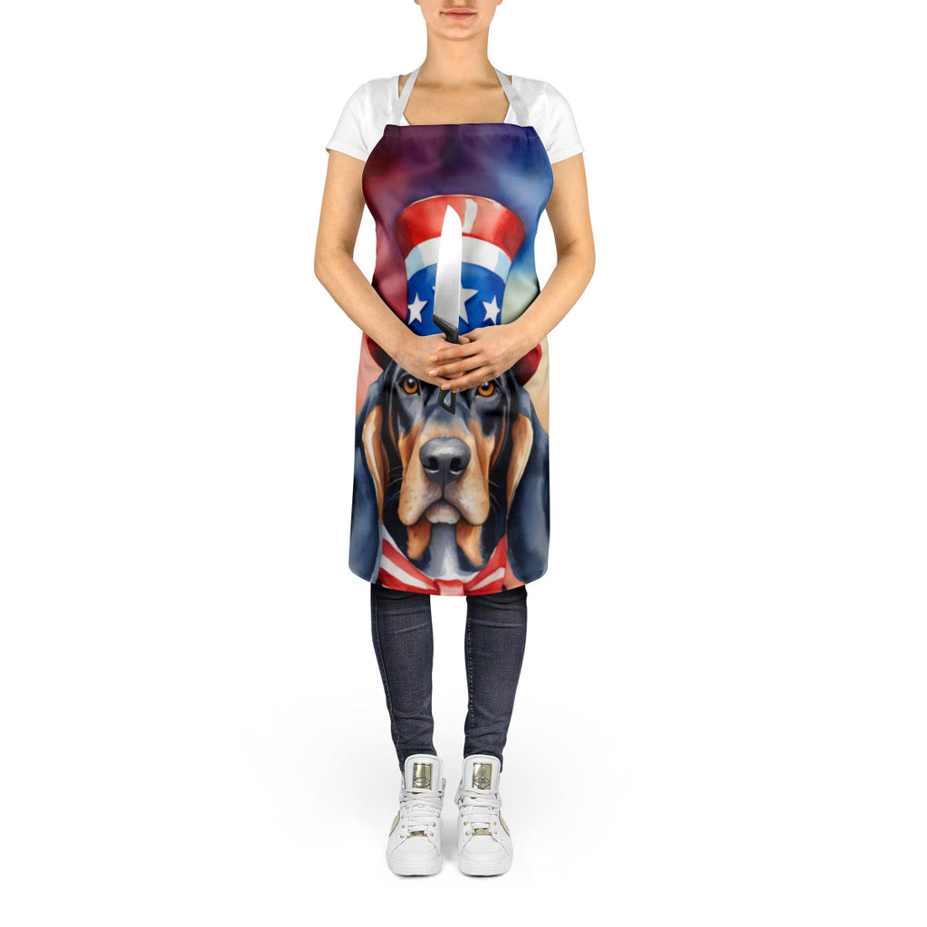 Black and Tan Coonhound Patriotic American Apron Cooking Kitchen Server Baking Crafts Gardening for Adult Women Men, Unisex, Large, Multicolor