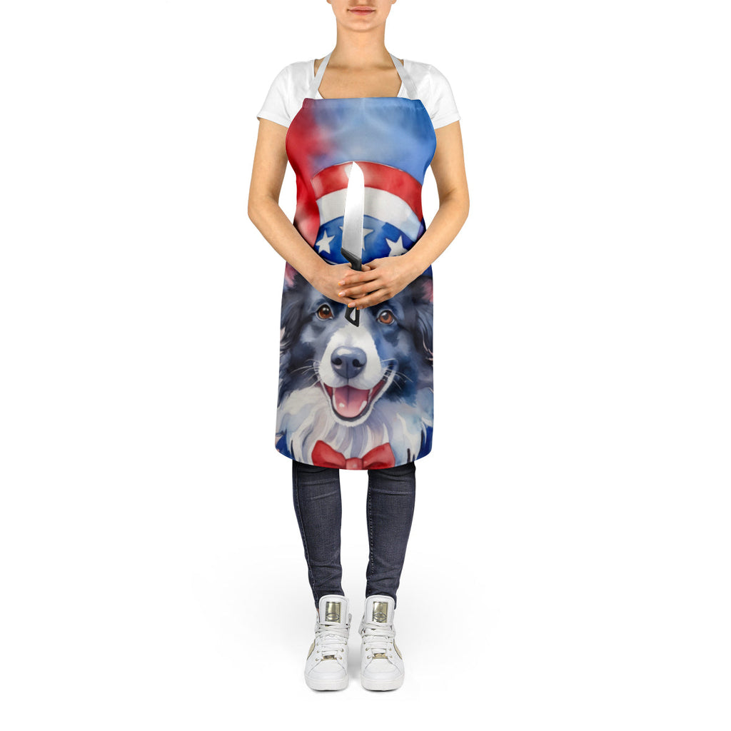 Border Collie Patriotic American Apron Cooking Kitchen Server Baking Crafts Gardening for Adult Women Men, Unisex, Large, Multicolor