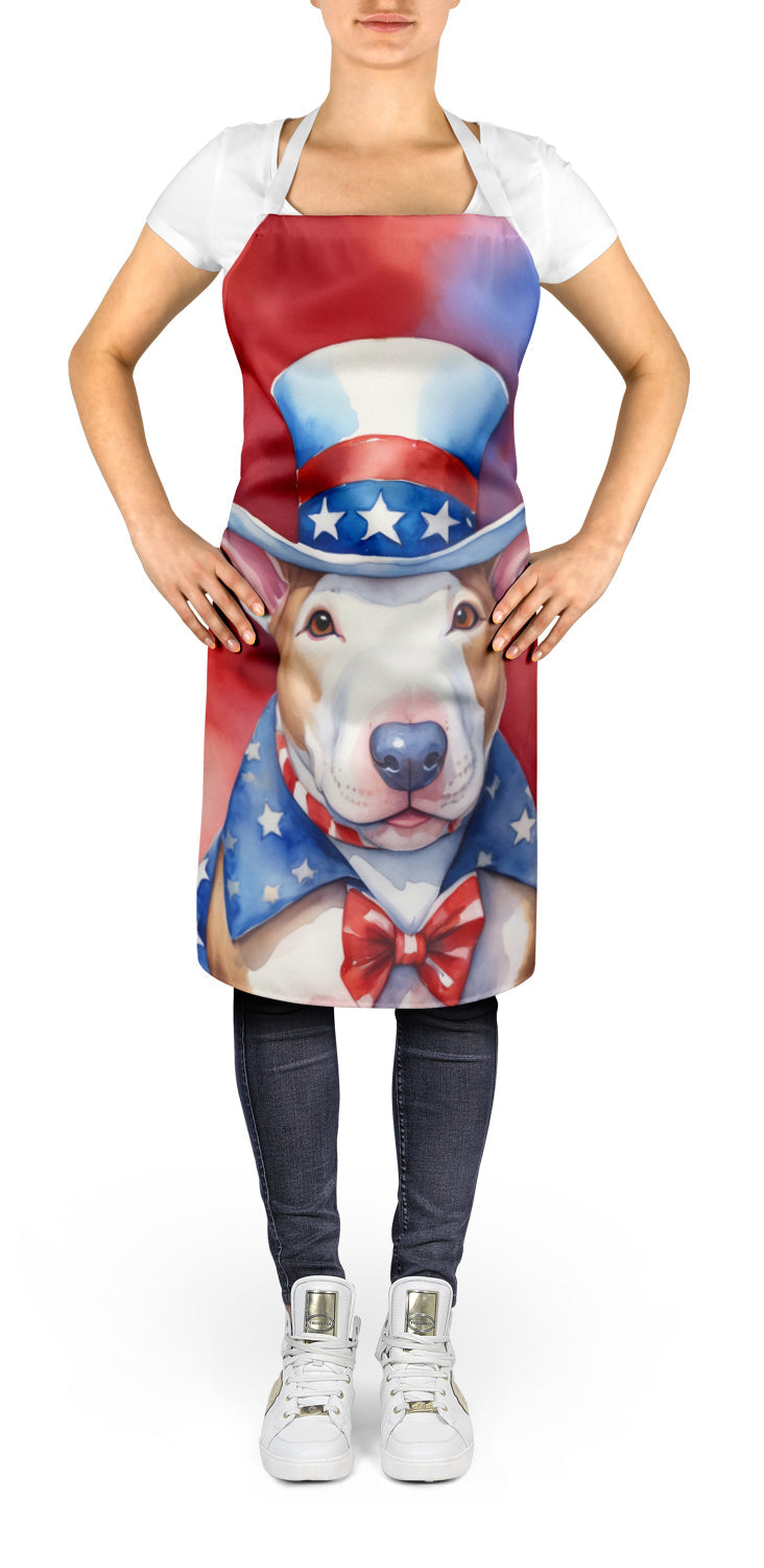 Bull Terrier Patriotic American Apron Cooking Kitchen Server Baking Crafts Gardening for Adult Women Men, Unisex, Large, Multicolor