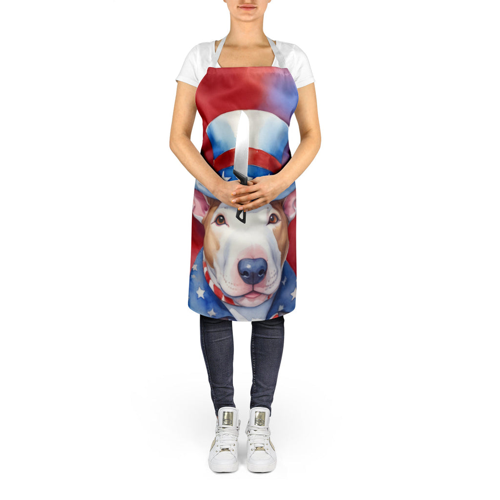Bull Terrier Patriotic American Apron Cooking Kitchen Server Baking Crafts Gardening for Adult Women Men, Unisex, Large, Multicolor