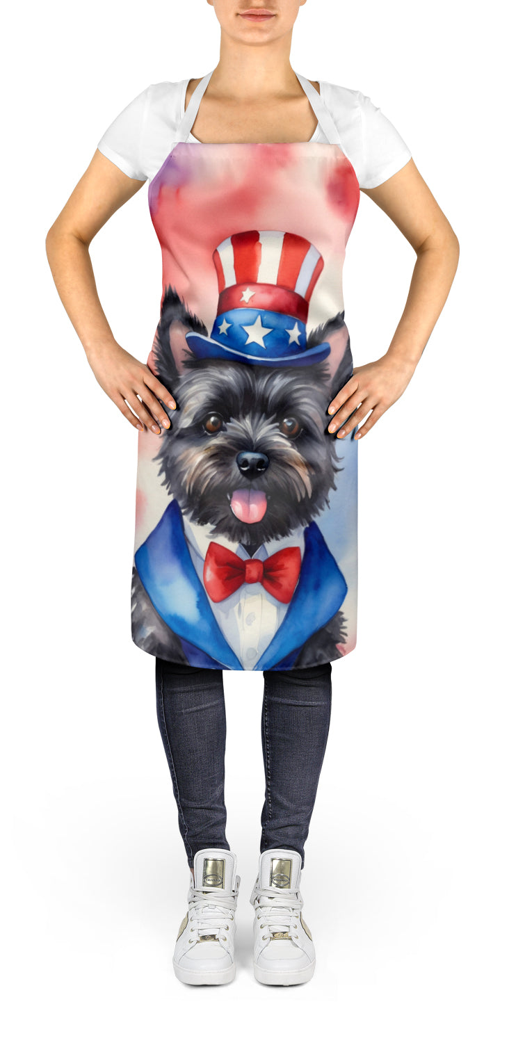Cairn Terrier Patriotic American Apron Cooking Kitchen Server Baking Crafts Gardening for Adult Women Men, Unisex, Large, Multicolor