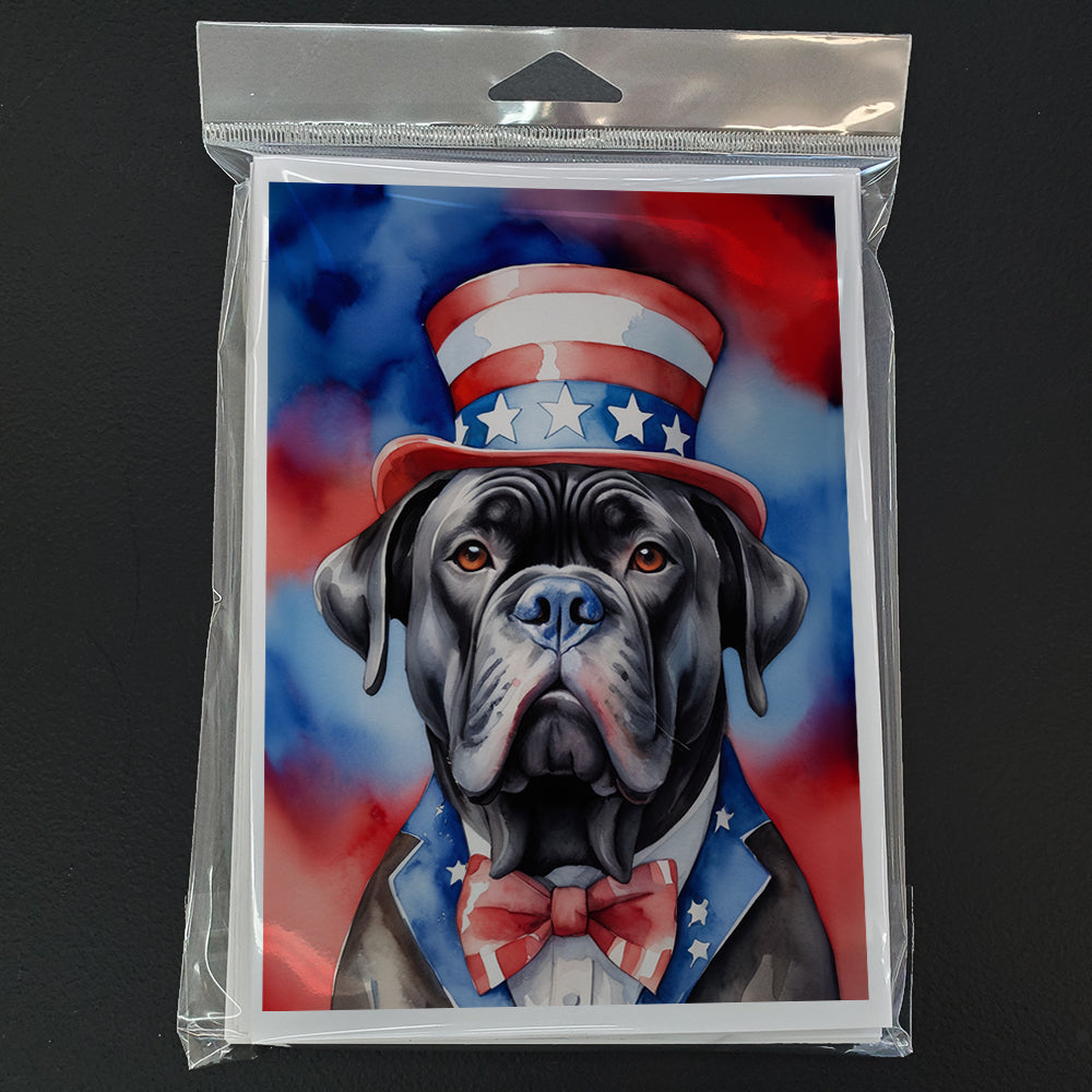 Cane Corso Patriotic American Greeting Cards Pack of 8 Blank Cards with Envelopes Whimsical A7 Size 5x7