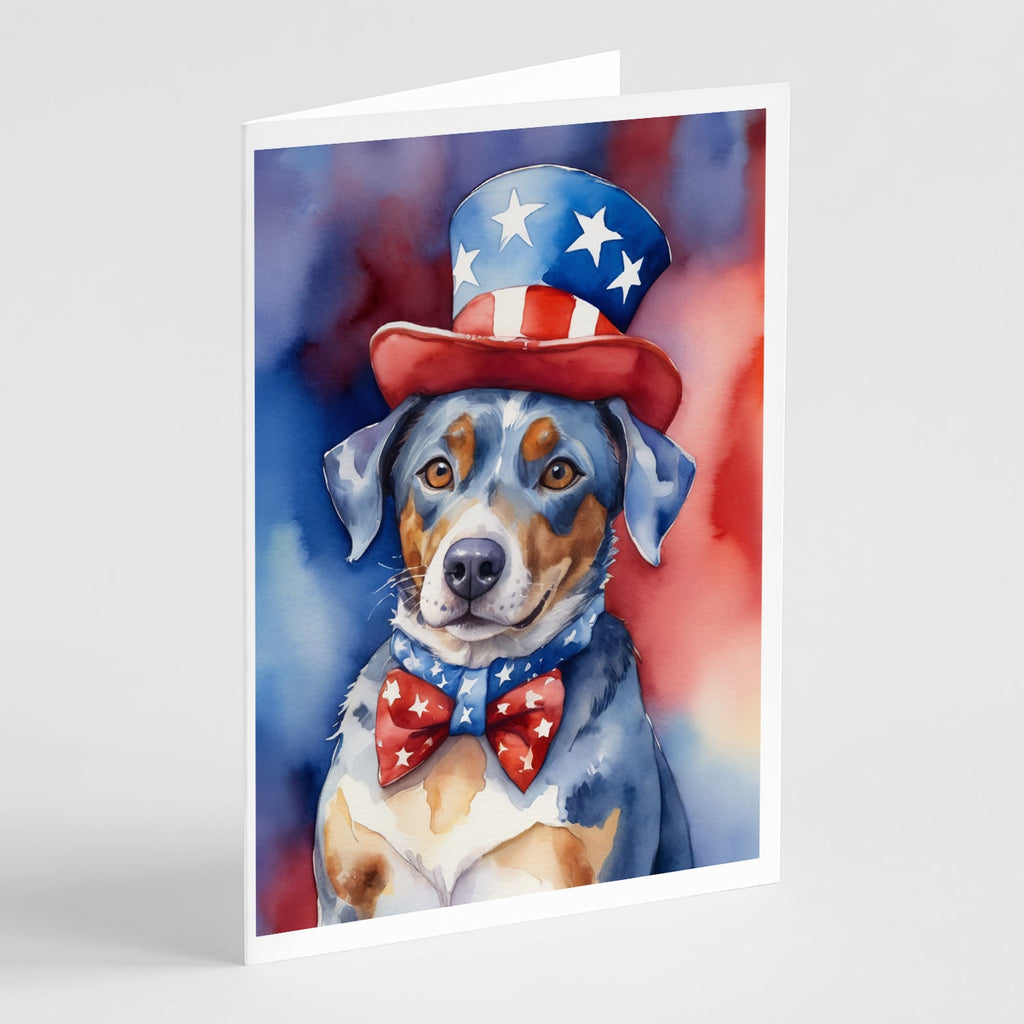 Catahoula Patriotic American Greeting Cards Pack of 8 Blank Cards with Envelopes Whimsical A7 Size 5x7