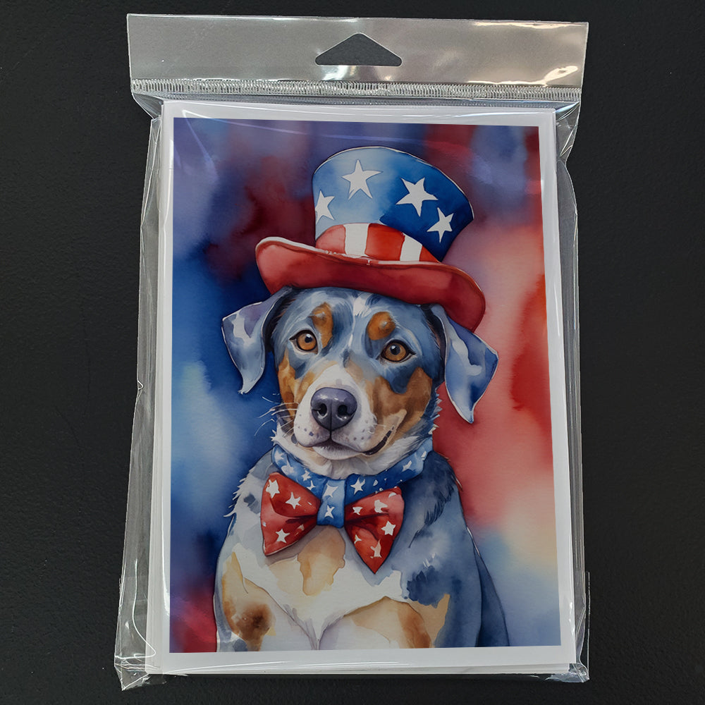 Catahoula Patriotic American Greeting Cards Pack of 8 Blank Cards with Envelopes Whimsical A7 Size 5x7