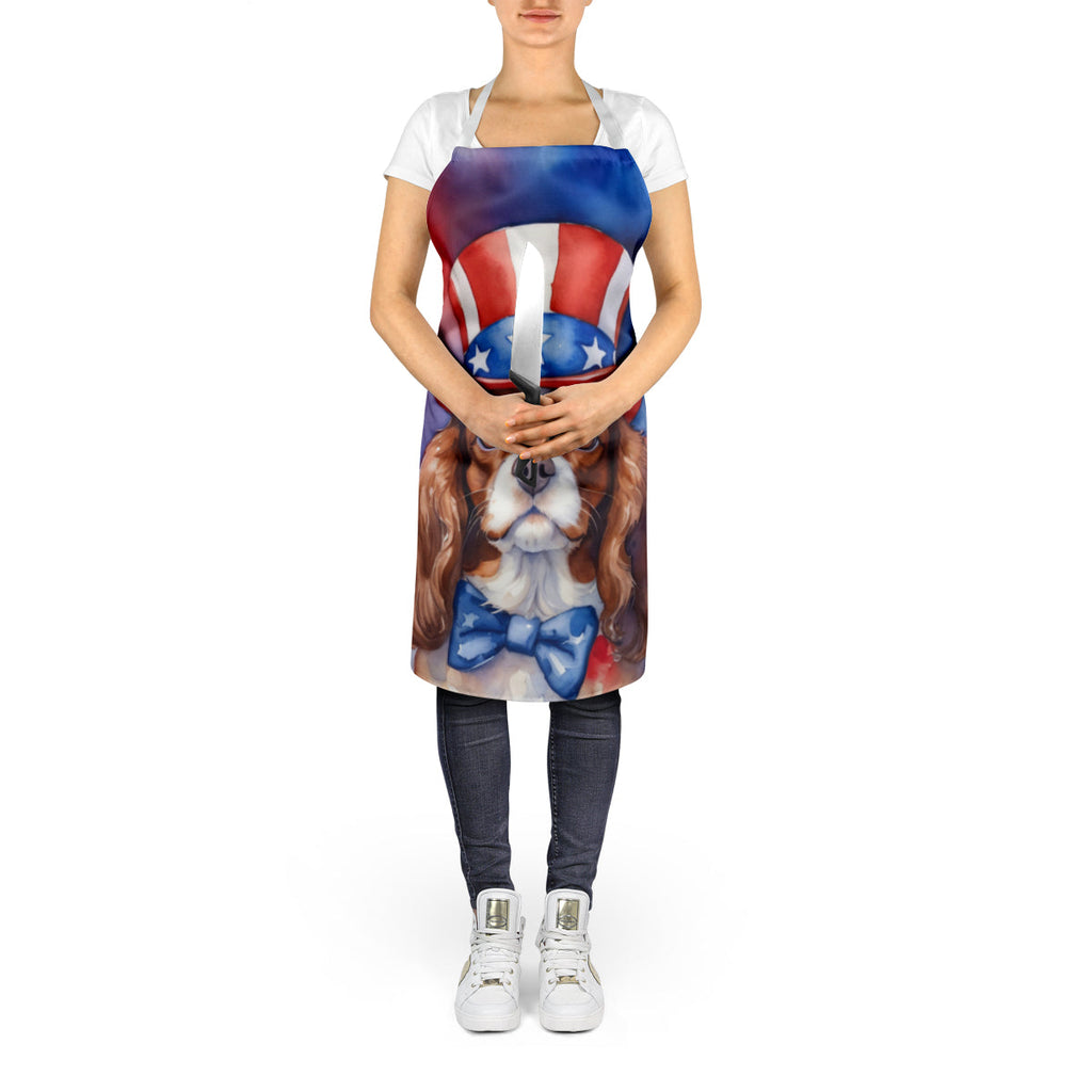 Cavalier Spaniel Patriotic American Apron Cooking Kitchen Server Baking Crafts Gardening for Adult Women Men, Unisex, Large, Multicolor