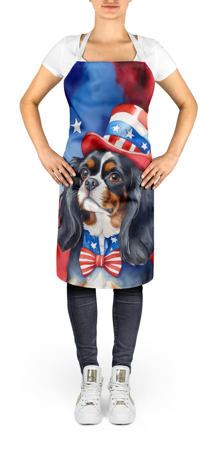 Cavalier Spaniel Patriotic American Apron Cooking Kitchen Server Baking Crafts Gardening for Adult Women Men, Unisex, Large, Multicolor