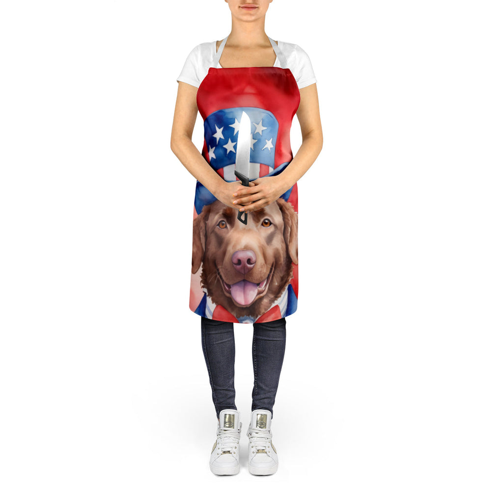 Chesapeake Bay Retriever Patriotic American Apron Cooking Kitchen Server Baking Crafts Gardening for Adult Women Men, Unisex, Large, Multicolor