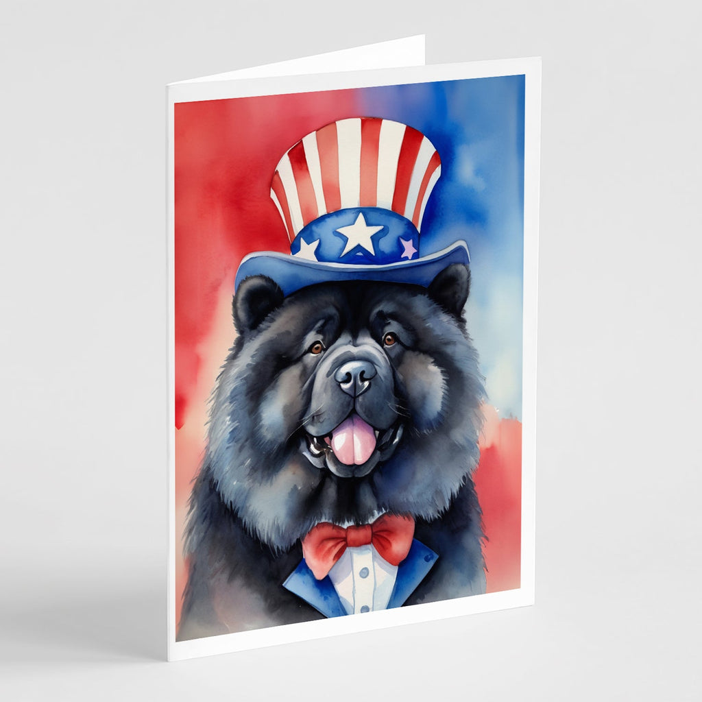 Chow Chow Patriotic American Greeting Cards Pack of 8 Blank Cards with Envelopes Whimsical A7 Size 5x7