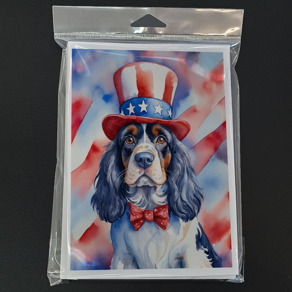 Cocker Spaniel Patriotic American Greeting Cards Pack of 8 Blank Cards with Envelopes Whimsical A7 Size 5x7