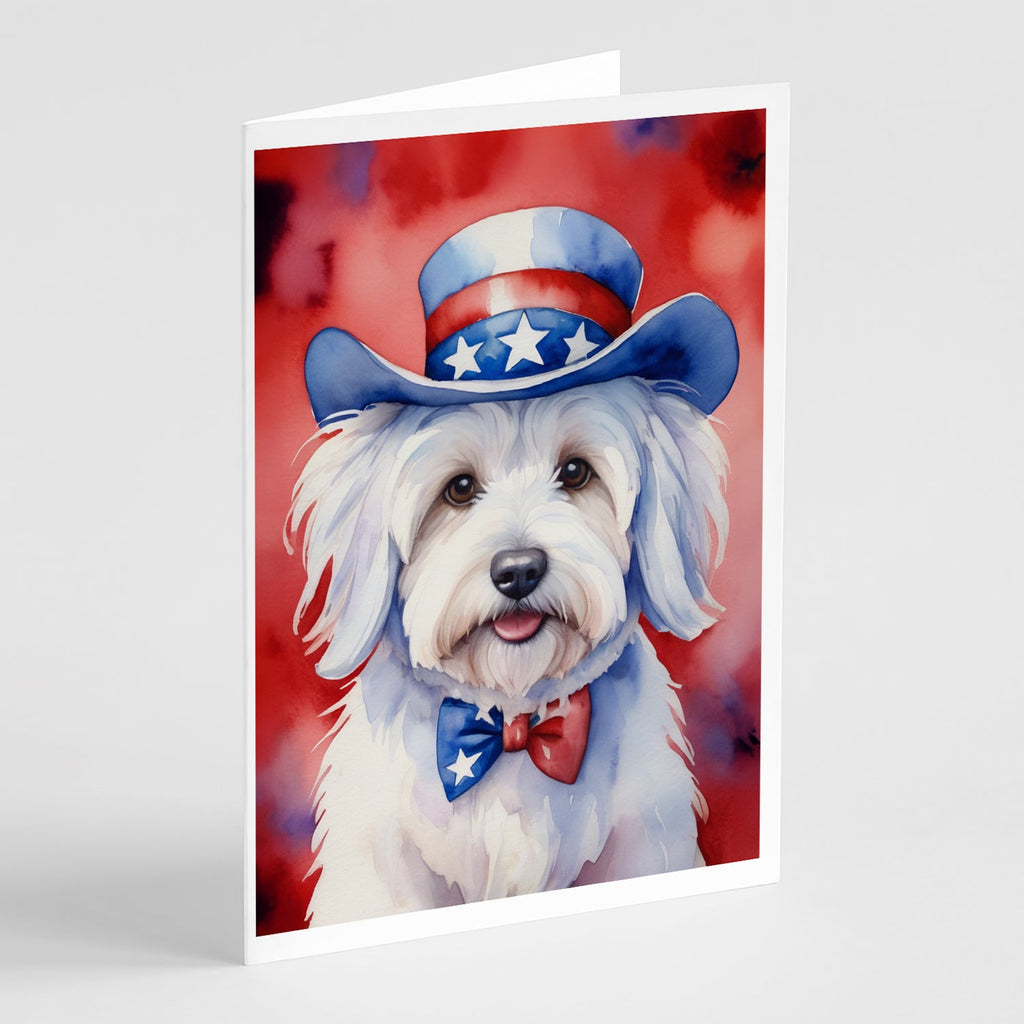 Coton de Tulear Patriotic American Greeting Cards Pack of 8 Blank Cards with Envelopes Whimsical A7 Size 5x7