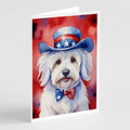 Coton de Tulear Patriotic American Greeting Cards Pack of 8 Blank Cards with Envelopes Whimsical A7 Size 5x7