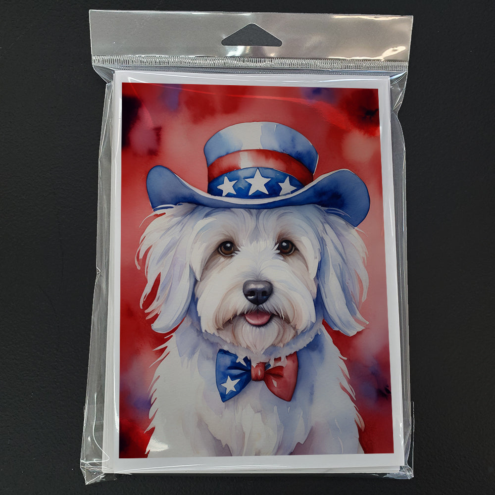 Coton de Tulear Patriotic American Greeting Cards Pack of 8 Blank Cards with Envelopes Whimsical A7 Size 5x7