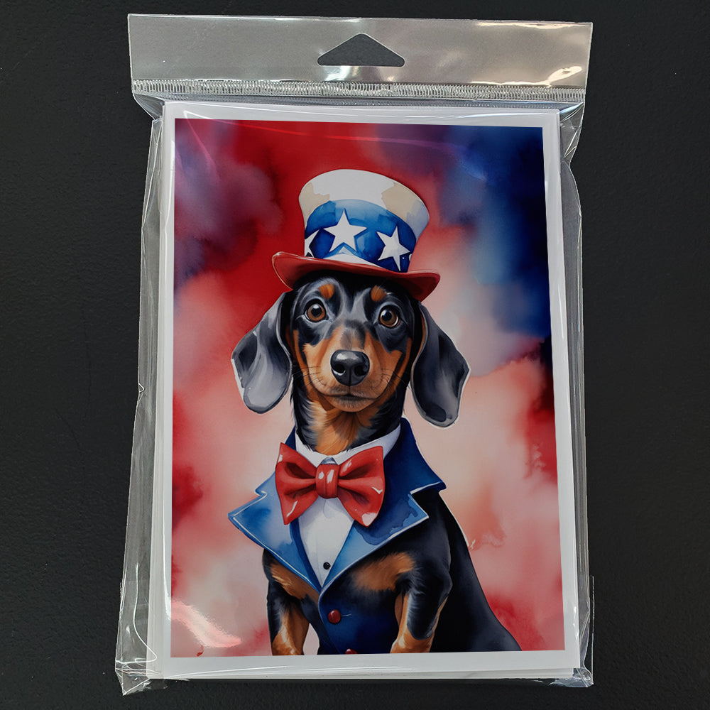 Dachshund Patriotic American Greeting Cards Pack of 8 Blank Cards with Envelopes Whimsical A7 Size 5x7