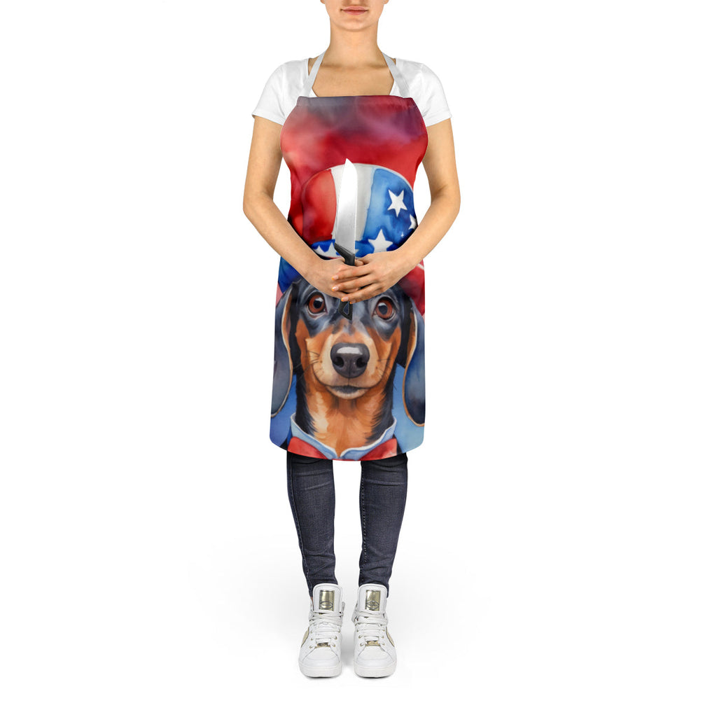 Dachshund Patriotic American Apron Cooking Kitchen Server Baking Crafts Gardening for Adult Women Men, Unisex, Large, Multicolor