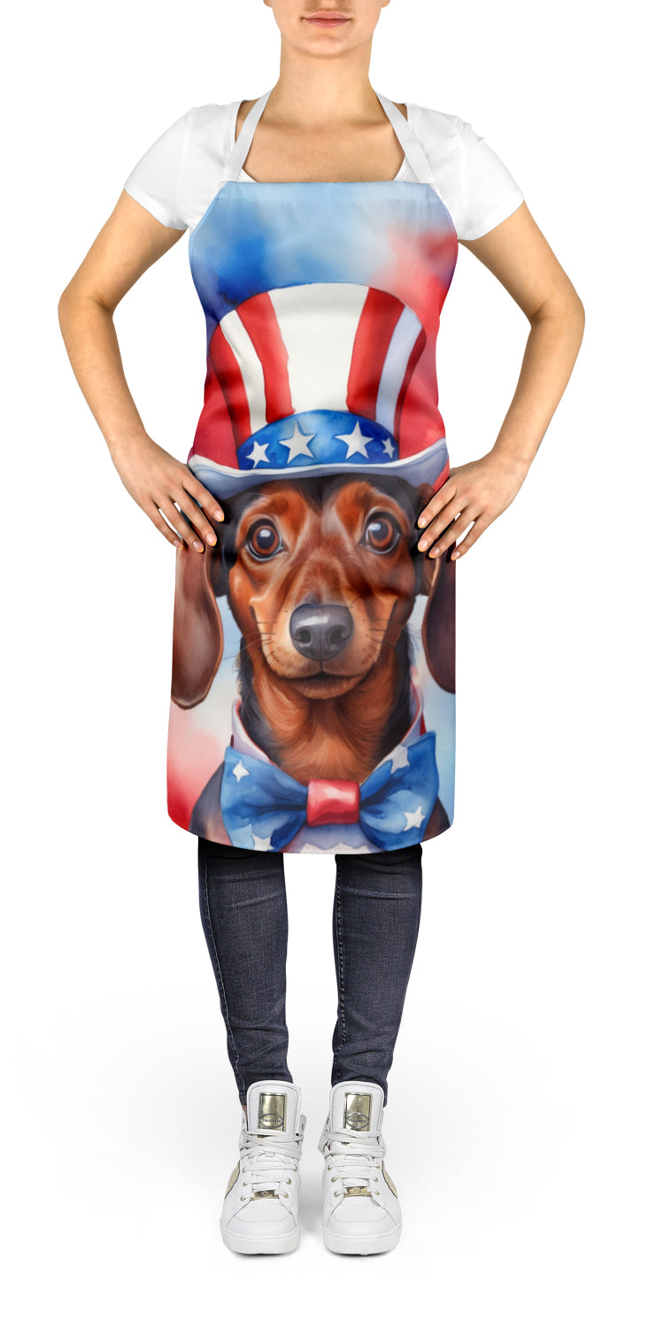 Dachshund Patriotic American Apron Cooking Kitchen Server Baking Crafts Gardening for Adult Women Men, Unisex, Large, Multicolor