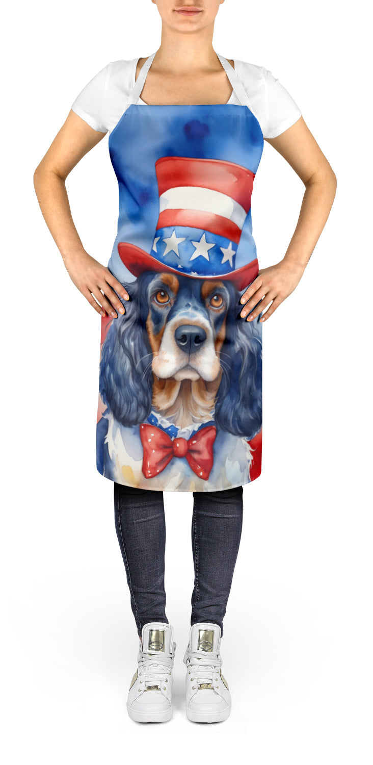 English Cocker Spaniel Patriotic American Apron Cooking Kitchen Server Baking Crafts Gardening for Adult Women Men, Unisex, Large, Multicolor