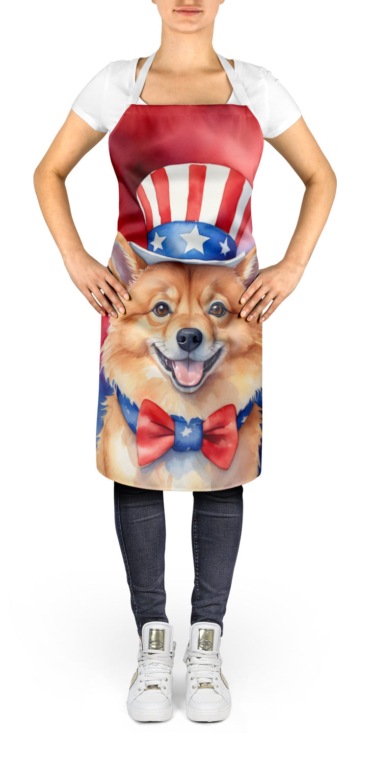 Finnish Spitz Patriotic American Apron Cooking Kitchen Server Baking Crafts Gardening for Adult Women Men, Unisex, Large, Multicolor