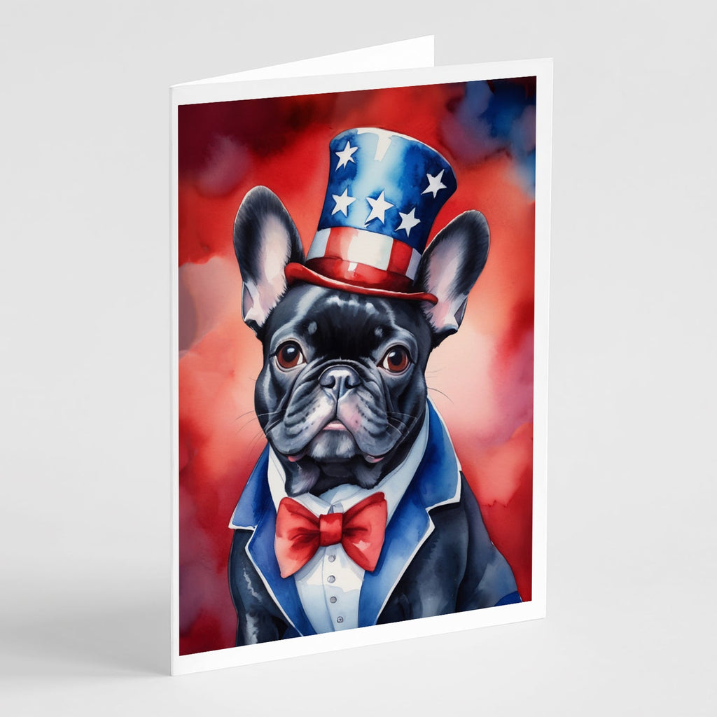 French Bulldog Patriotic American Greeting Cards Pack of 8 Blank Cards with Envelopes Whimsical A7 Size 5x7