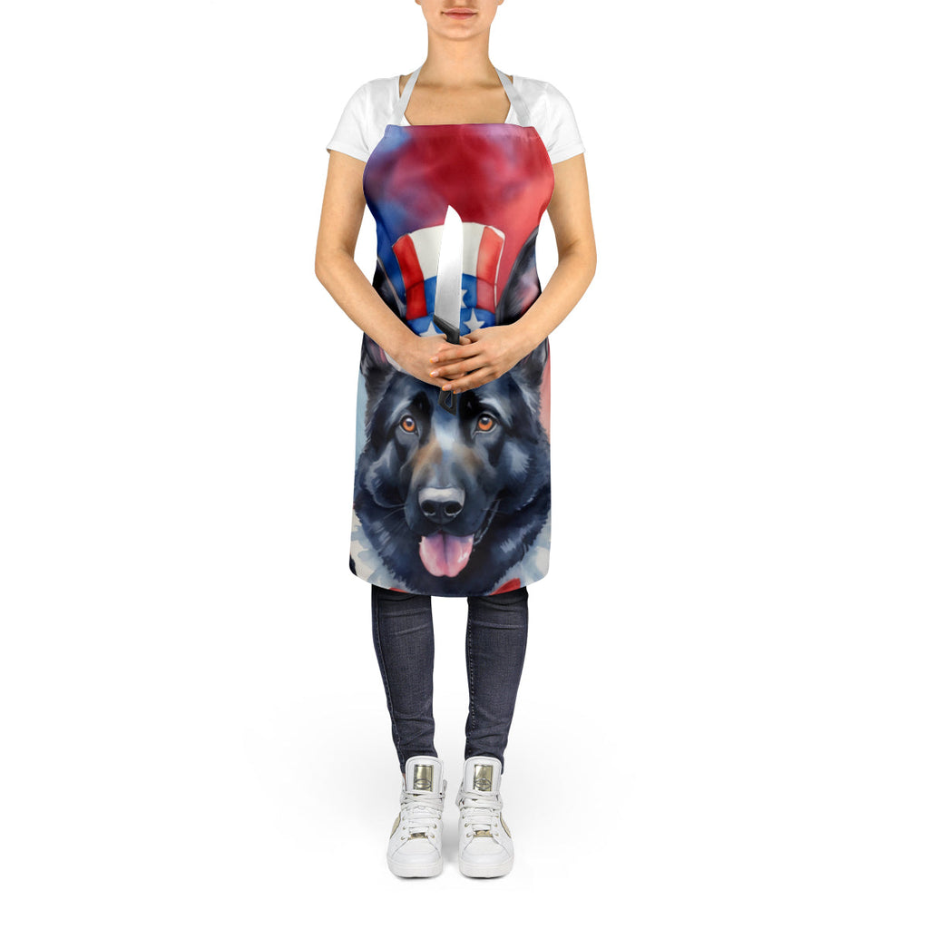 German Shepherd Patriotic American Apron Cooking Kitchen Server Baking Crafts Gardening for Adult Women Men, Unisex, Large, Multicolor