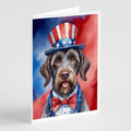 German Wirehaired Pointer Patriotic American Greeting Cards Pack of 8 Blank Cards with Envelopes Whimsical A7 Size 5x7