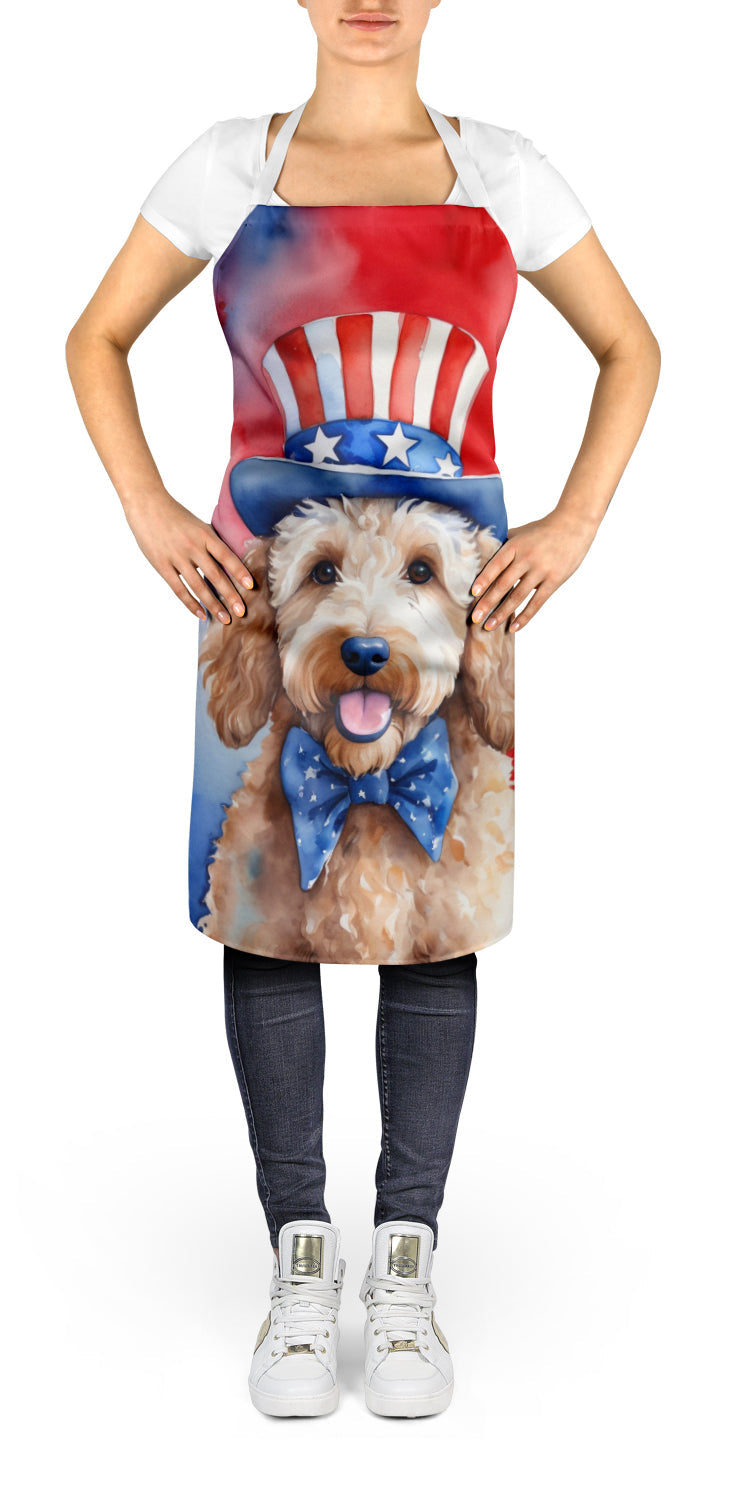 Goldendoodle Patriotic American Apron Cooking Kitchen Server Baking Crafts Gardening for Adult Women Men, Unisex, Large, Multicolor