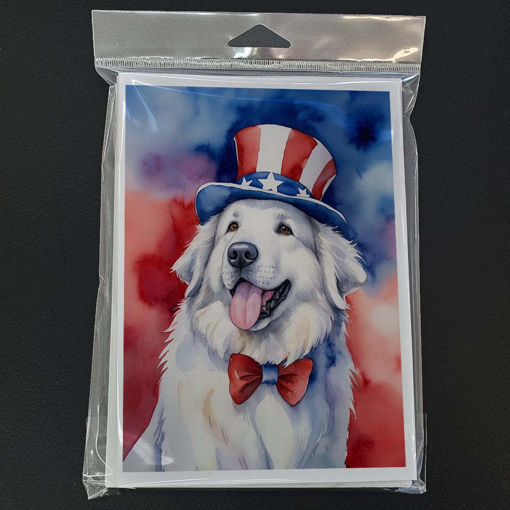 Great Pyrenees Patriotic American Greeting Cards Pack of 8 Blank Cards with Envelopes Whimsical A7 Size 5x7