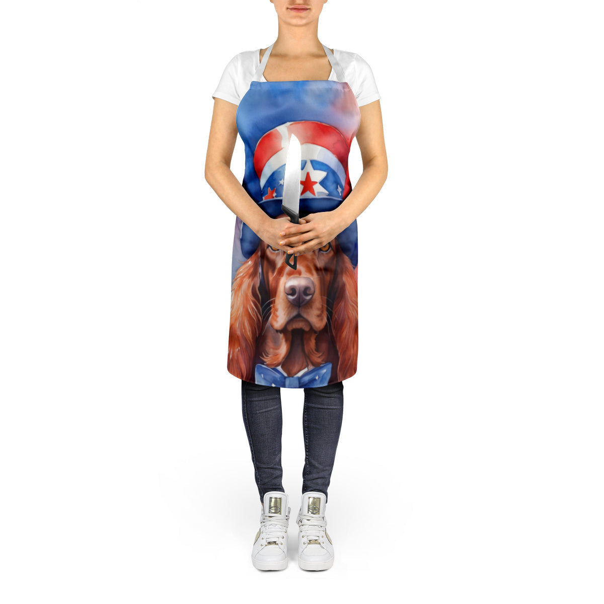 Irish Setter Patriotic American Apron Cooking Kitchen Server Baking Crafts Gardening for Adult Women Men, Unisex, Large, Multicolor