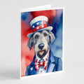 Irish Wolfhound Patriotic American Greeting Cards Pack of 8 Blank Cards with Envelopes Whimsical A7 Size 5x7