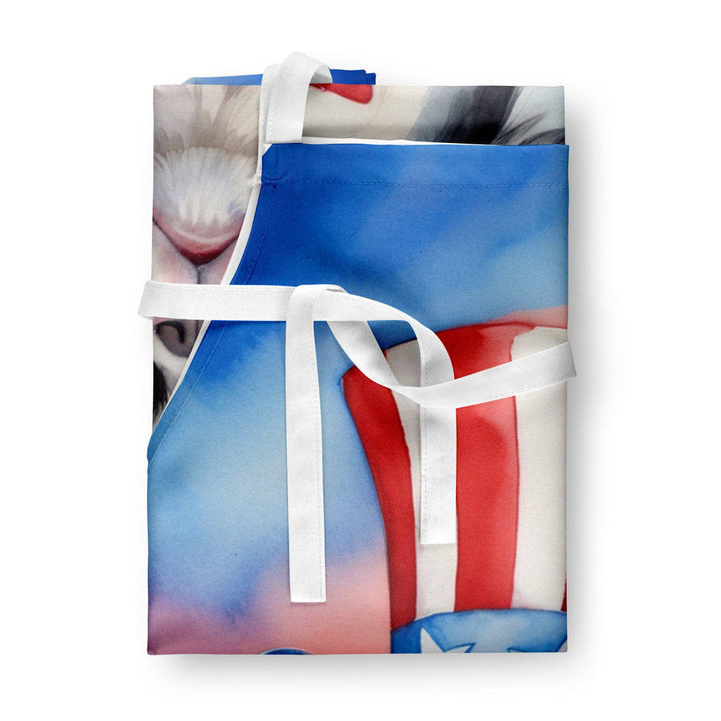 Japanese Chin Patriotic American Apron Cooking Kitchen Server Baking Crafts Gardening for Adult Women Men, Unisex, Large, Multicolor