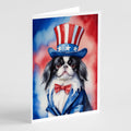 Japanese Chin Patriotic American Greeting Cards Pack of 8 Blank Cards with Envelopes Whimsical A7 Size 5x7
