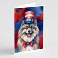 Keeshond Patriotic American Greeting Cards Pack of 8 Blank Cards with Envelopes Whimsical A7 Size 5x7