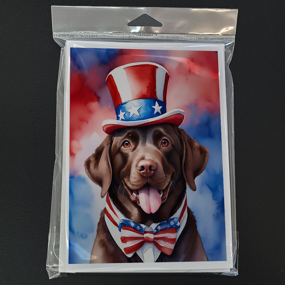 Labrador Retriever Patriotic American Greeting Cards Pack of 8 Blank Cards with Envelopes Whimsical A7 Size 5x7
