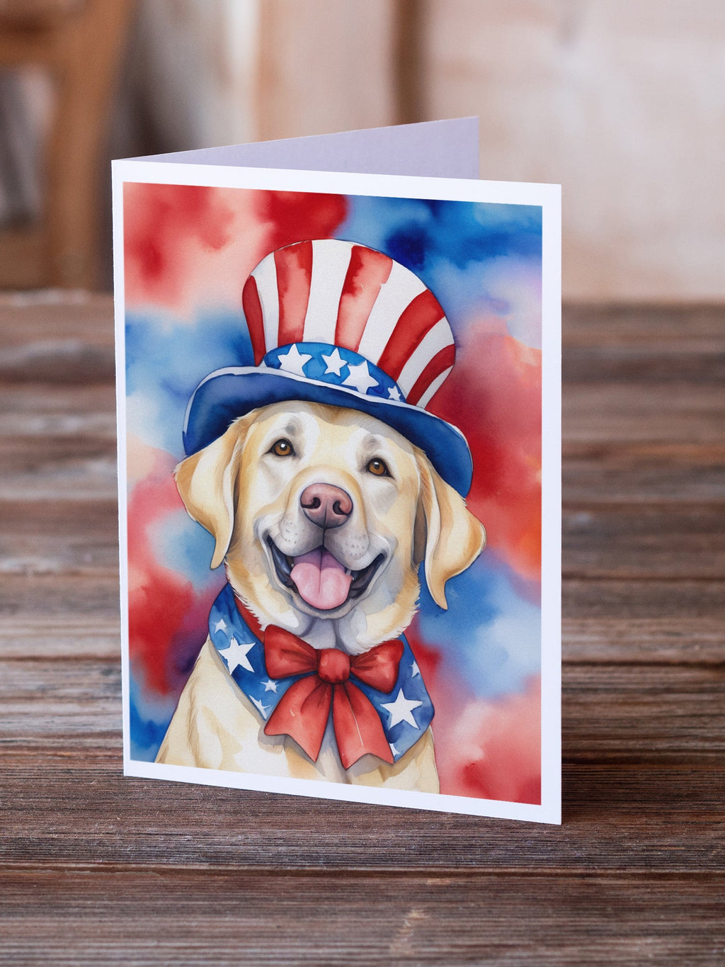Labrador Retriever Patriotic American Greeting Cards Pack of 8 Blank Cards with Envelopes Whimsical A7 Size 5x7