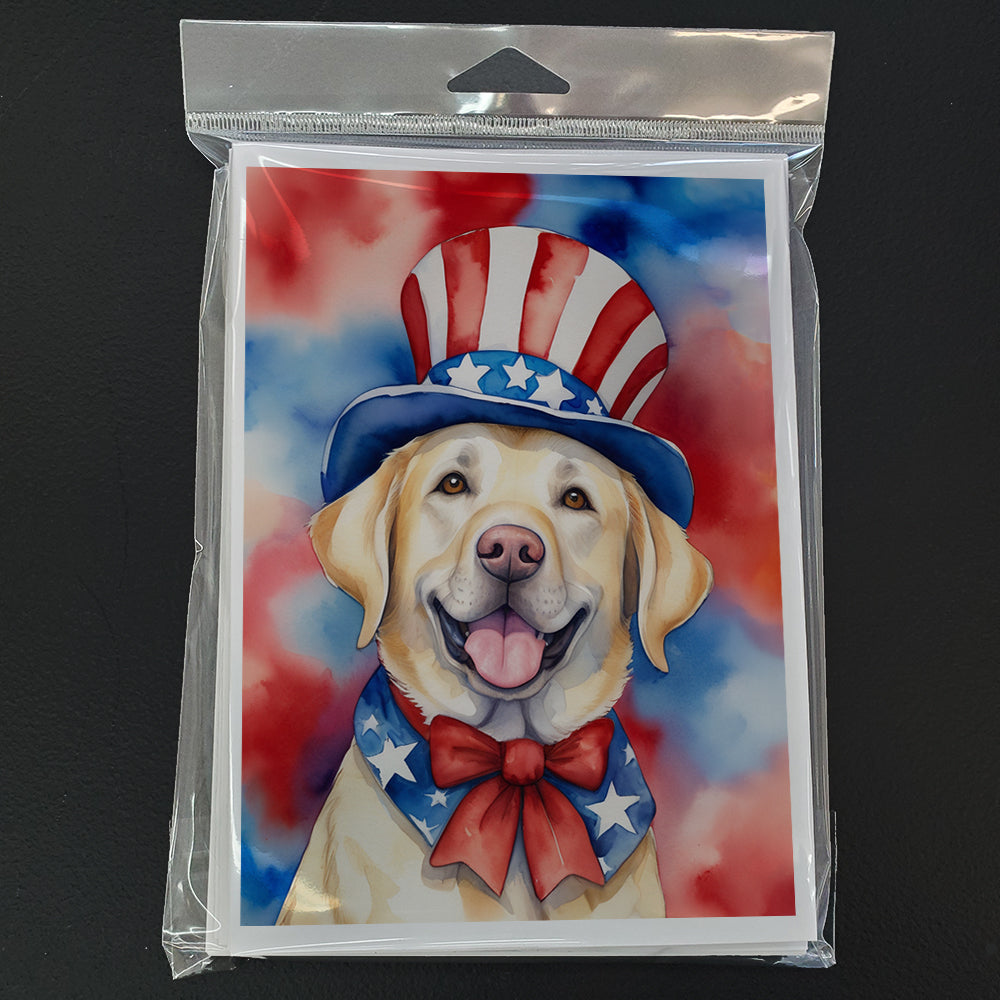 Labrador Retriever Patriotic American Greeting Cards Pack of 8 Blank Cards with Envelopes Whimsical A7 Size 5x7