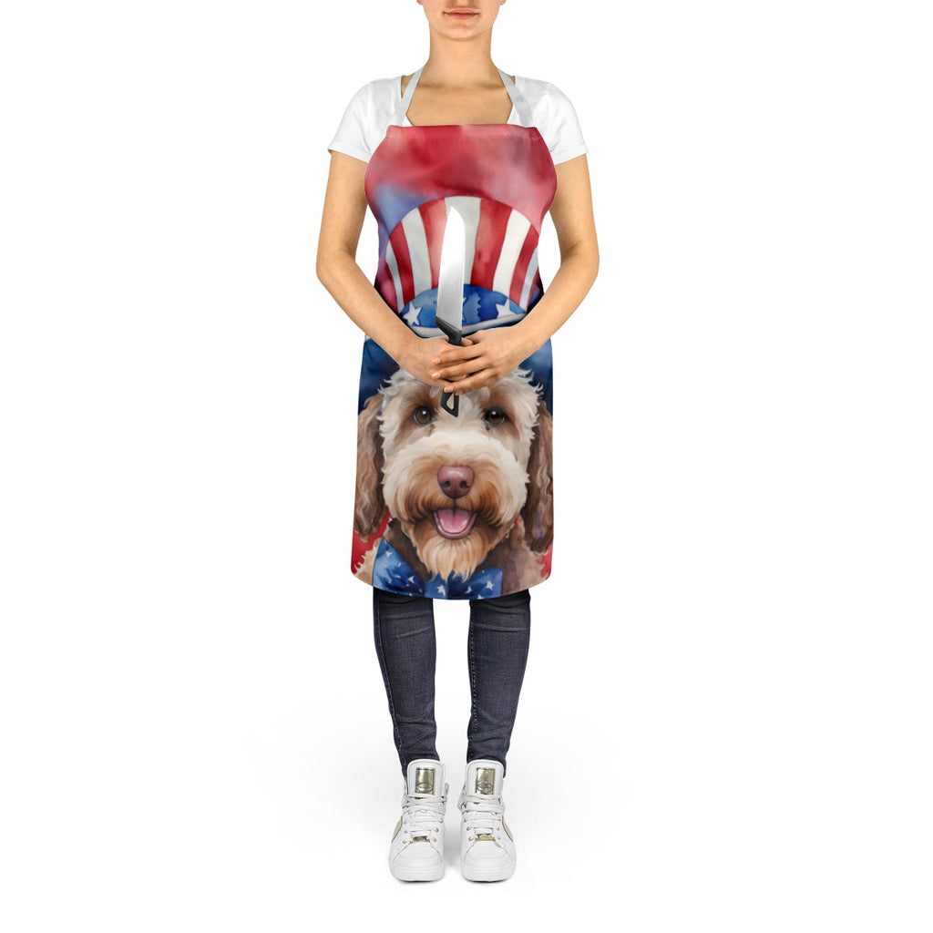 Labradoodle Patriotic American Apron Cooking Kitchen Server Baking Crafts Gardening for Adult Women Men, Unisex, Large, Multicolor