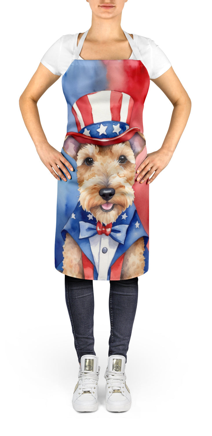 Lakeland Terrier Patriotic American Apron Cooking Kitchen Server Baking Crafts Gardening for Adult Women Men, Unisex, Large, Multicolor
