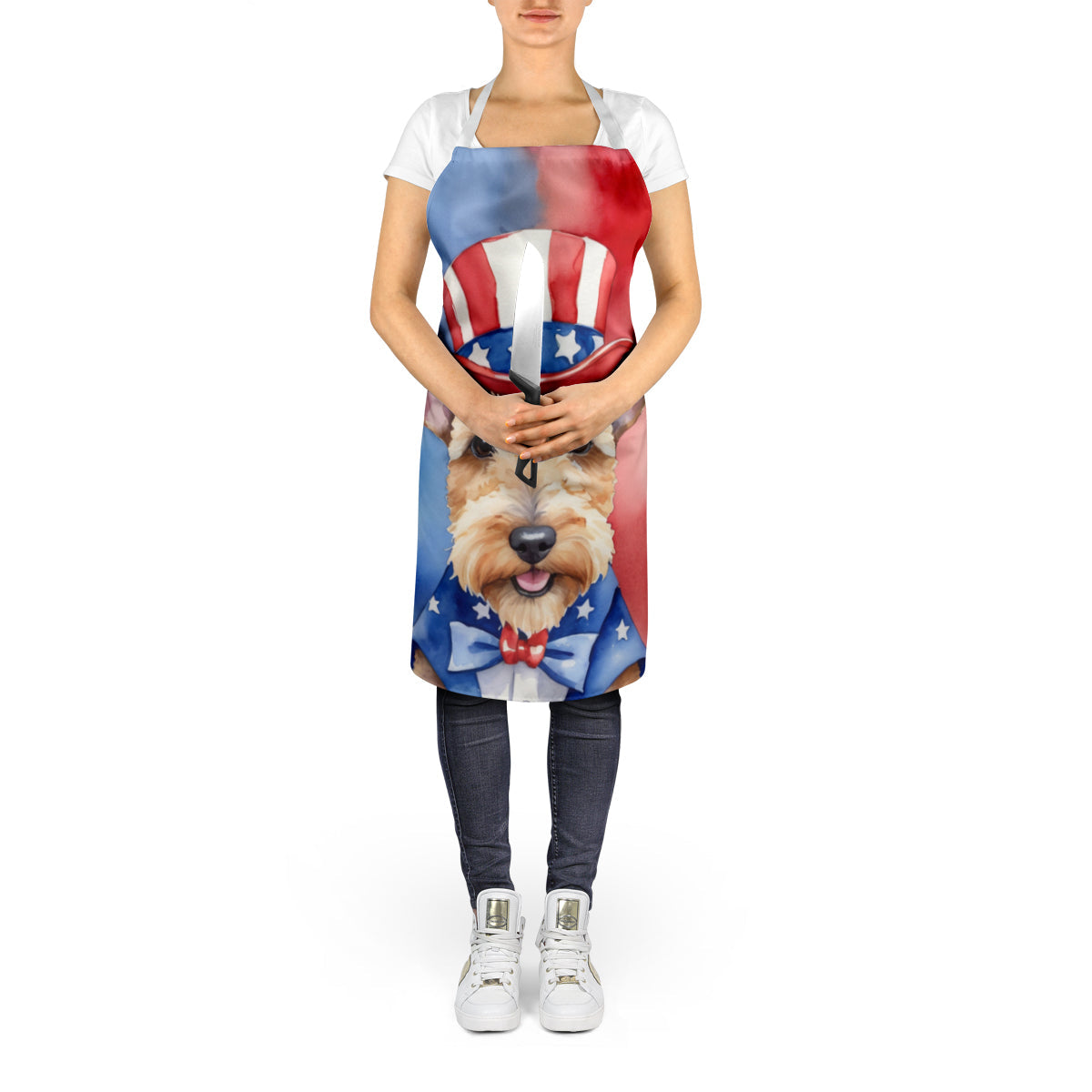 Lakeland Terrier Patriotic American Apron Cooking Kitchen Server Baking Crafts Gardening for Adult Women Men, Unisex, Large, Multicolor