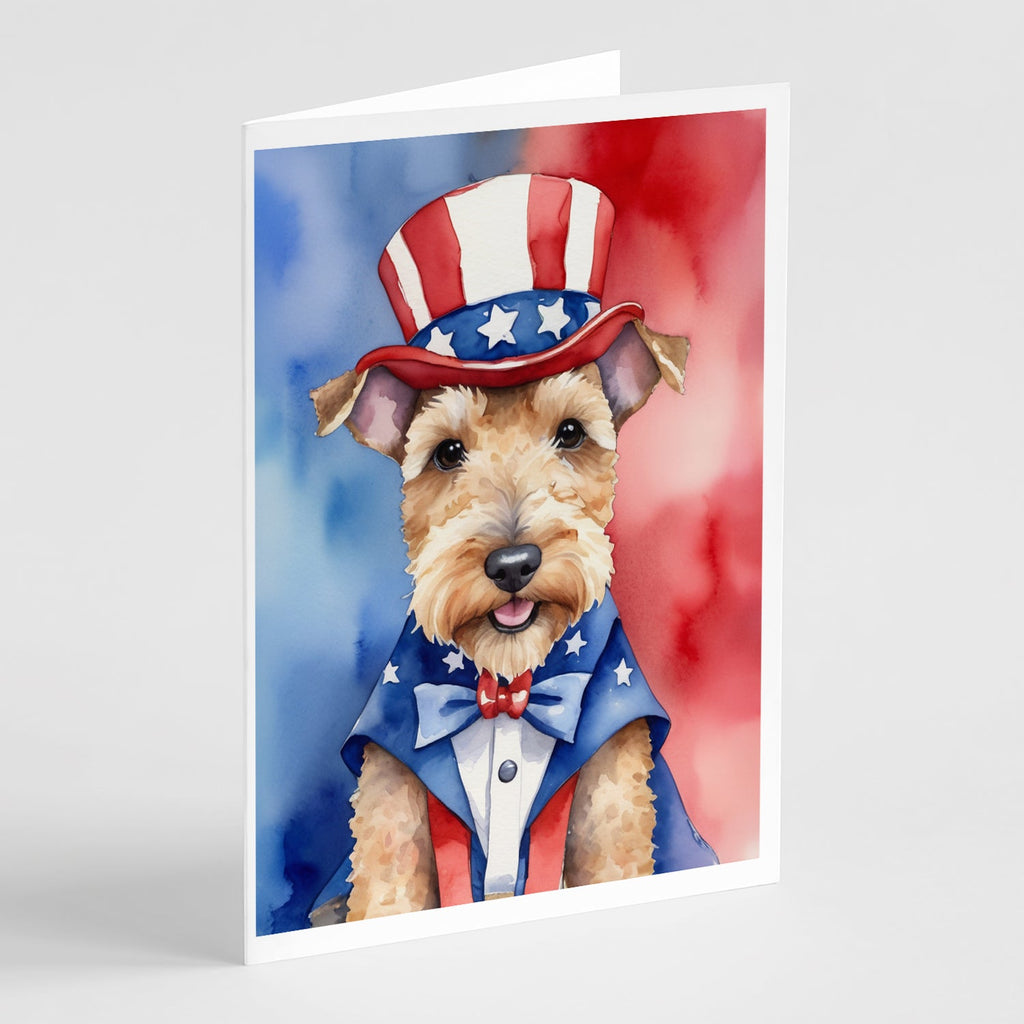 Lakeland Terrier Patriotic American Greeting Cards Pack of 8 Blank Cards with Envelopes Whimsical A7 Size 5x7
