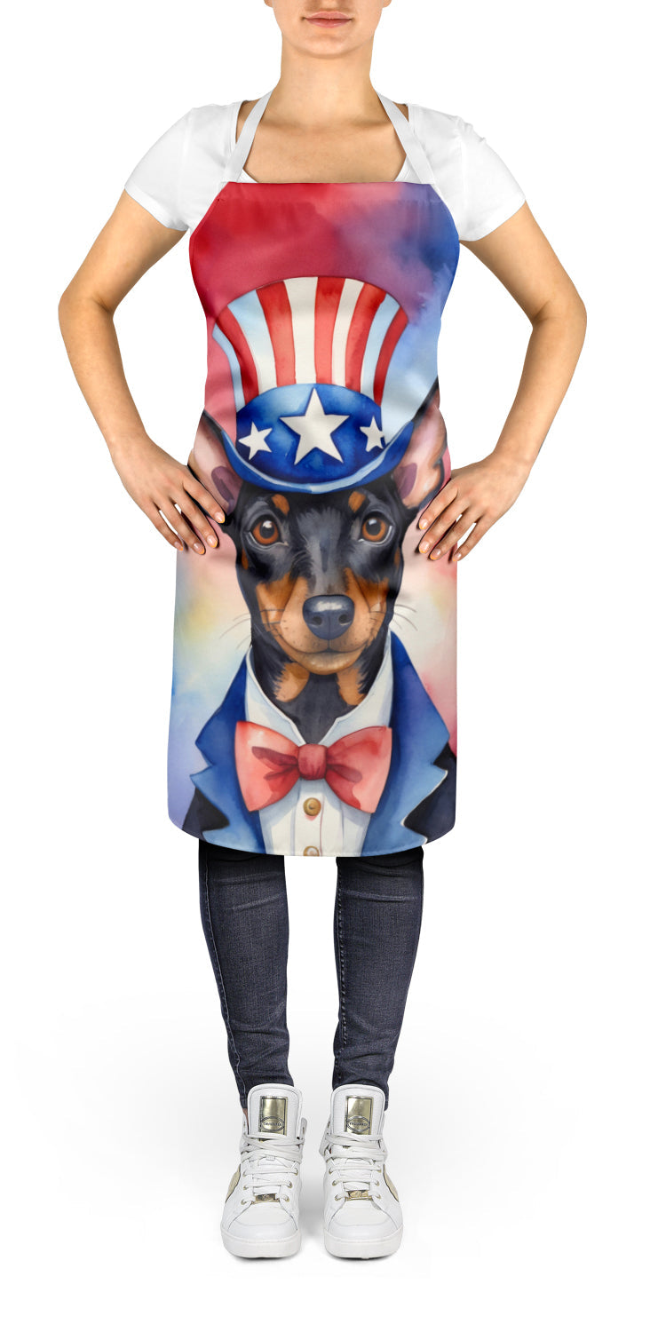 Manchester Terrier Patriotic American Apron Cooking Kitchen Server Baking Crafts Gardening for Adult Women Men, Unisex, Large, Multicolor