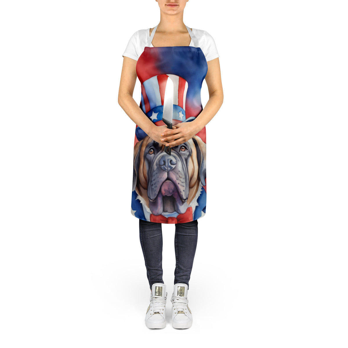 Mastiff Patriotic American Apron Cooking Kitchen Server Baking Crafts Gardening for Adult Women Men, Unisex, Large, Multicolor