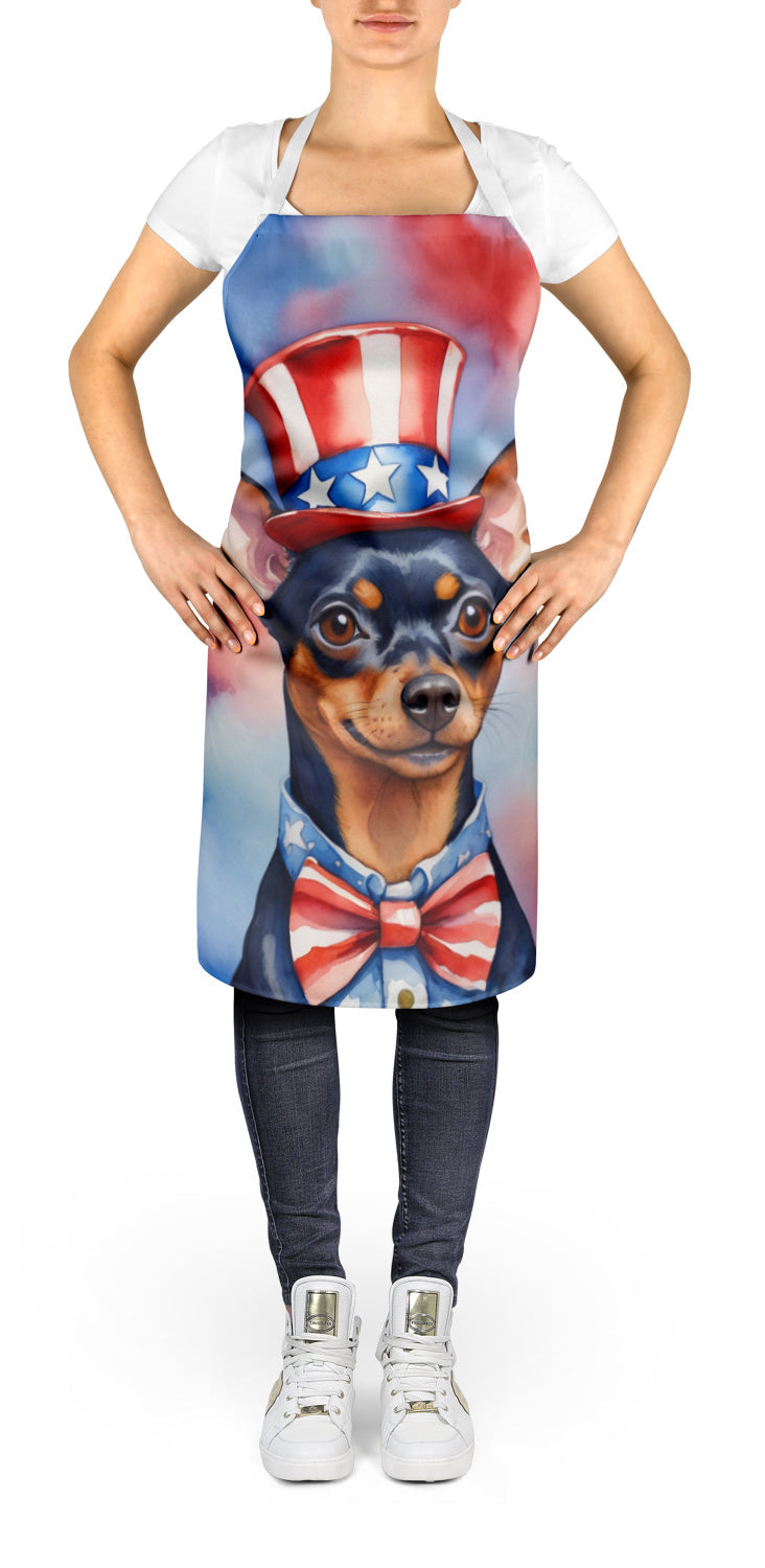 Miniature Pinscher Patriotic American Apron Cooking Kitchen Server Baking Crafts Gardening for Adult Women Men, Unisex, Large, Multicolor
